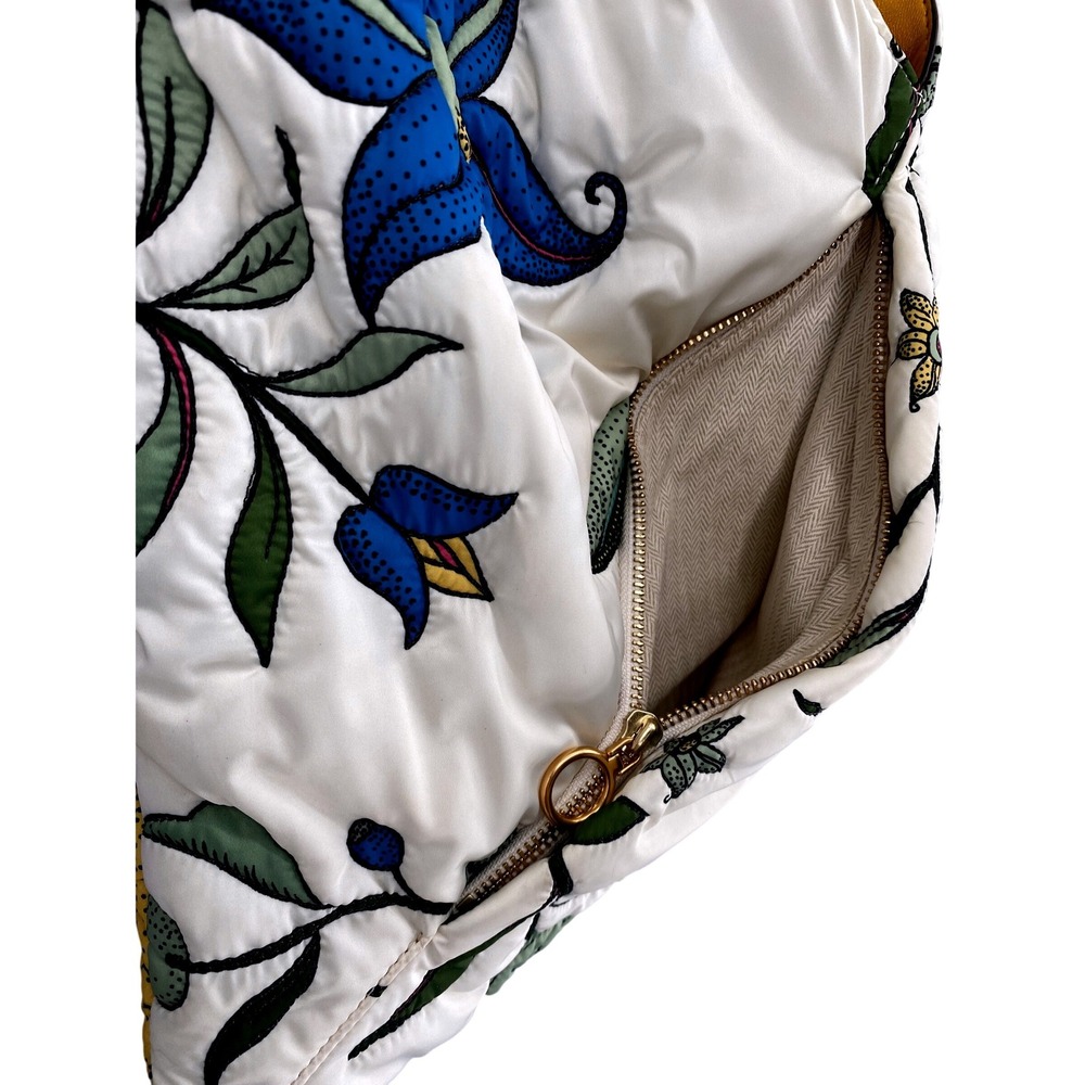 Tory Burch Zoe Tie Bag Floral Quilted Padded Hobo Shoulder Bag Yellow White - Picture 11 of 13